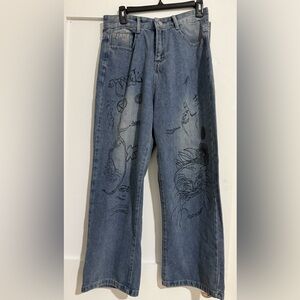 Sketchbook Wide Leg Skater Punk Jeans